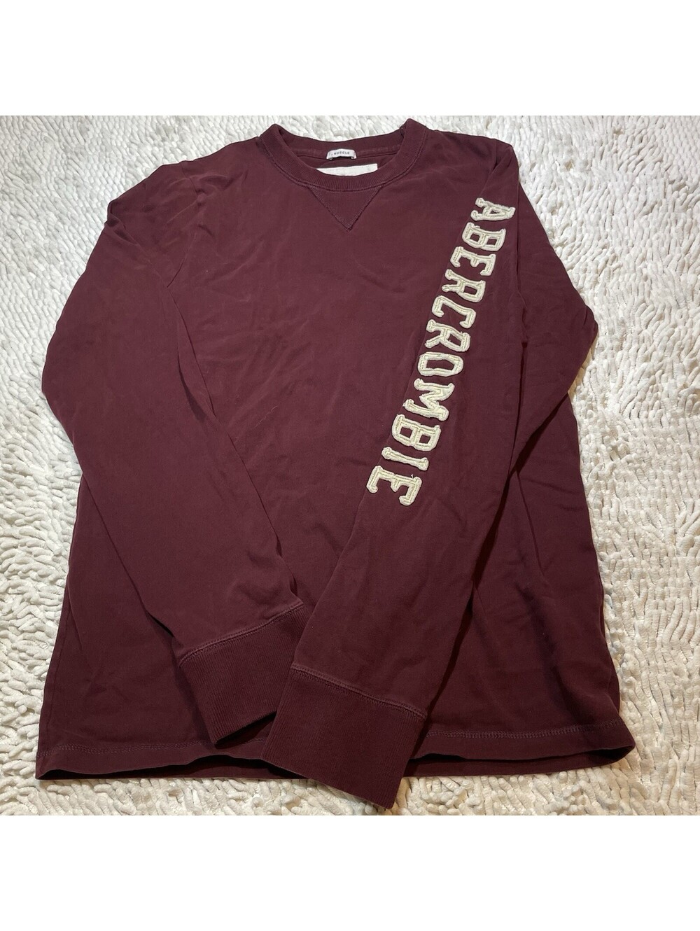 ABERCROMBIE & FITCH Y2K Vtg Long Sleeve T-shirt Muscle Mens M Maroon Spellout